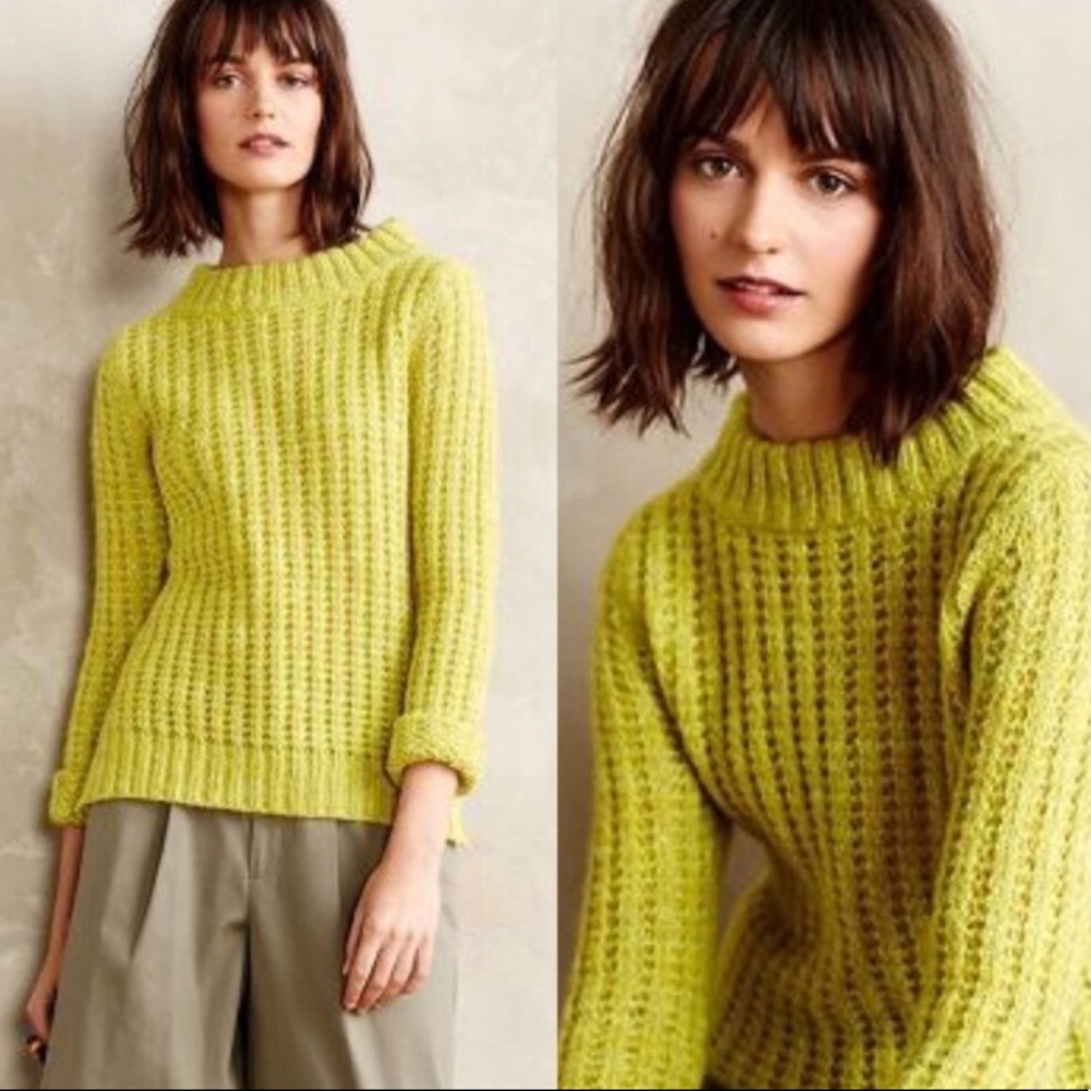 Anthropologie Field Flower Green Sweater